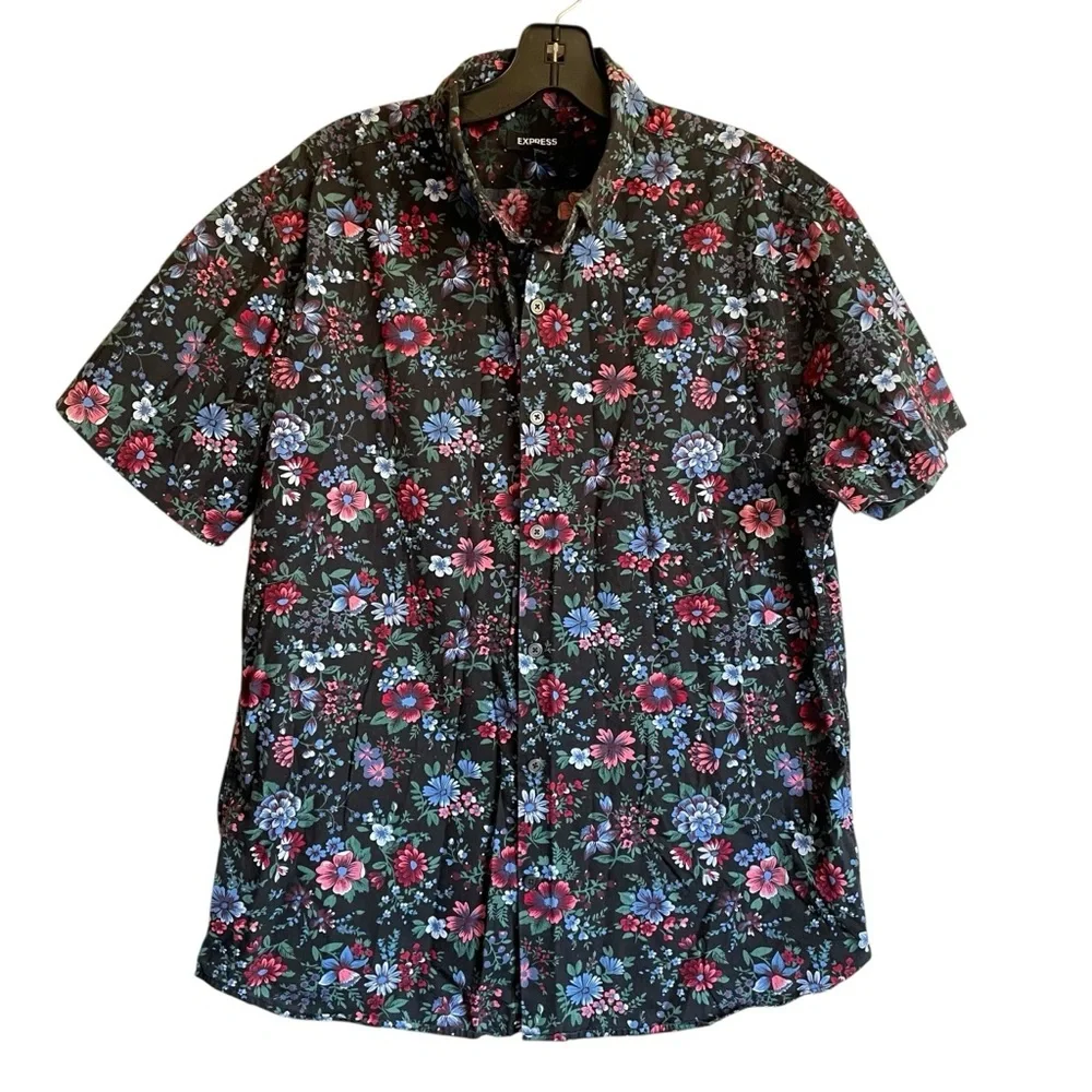 Express Black‎ and Red Casual Button Down Shirt